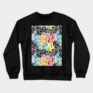 Floral Geometric Abstract Art - Colorful - Black And White Crewneck Sweatshirt